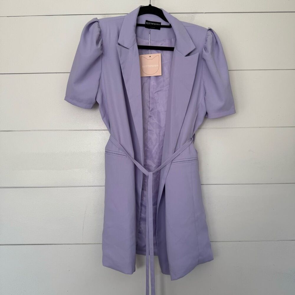 Kittenish Women’s Medium Purple Lavender Short Sleeve Blazer New